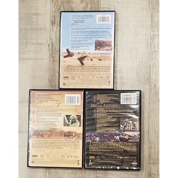 DVD Lot Of 3 Star Wars Prequel Trilogy Phantom Menace Attack Of The Clones Sith - Picture 2 of 2